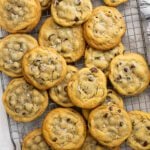 tahini chocolate chip cookies cooling on rack