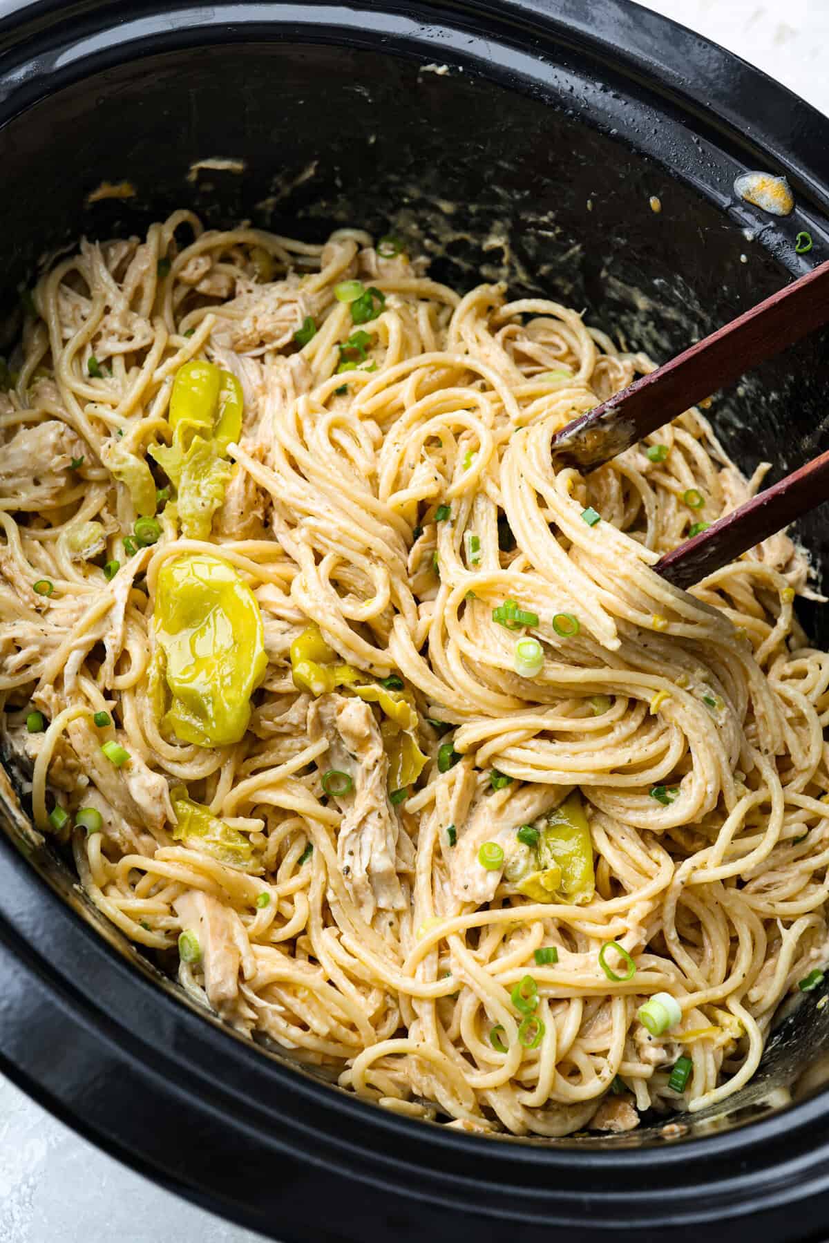 Slow Cooker Honey Garlic Chicken Noodles
