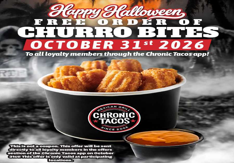 No Methods, Simply Churro Bites: Chronic Tacos Treats Loyalty Participants to a Free Halloween Snack